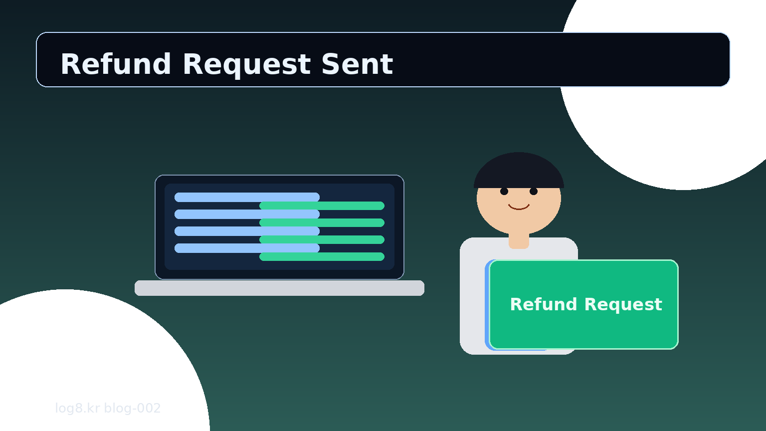 환불을 요구하는 메시지를 단호하게 보내는 장면