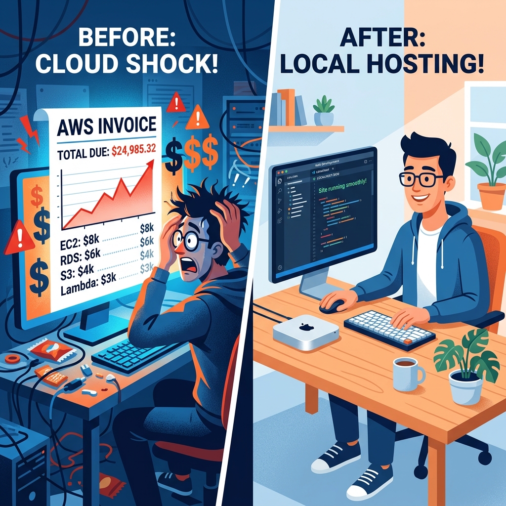 AWS 요금 청구서를 보고 놀란 개발자와 맥미니 홈서버