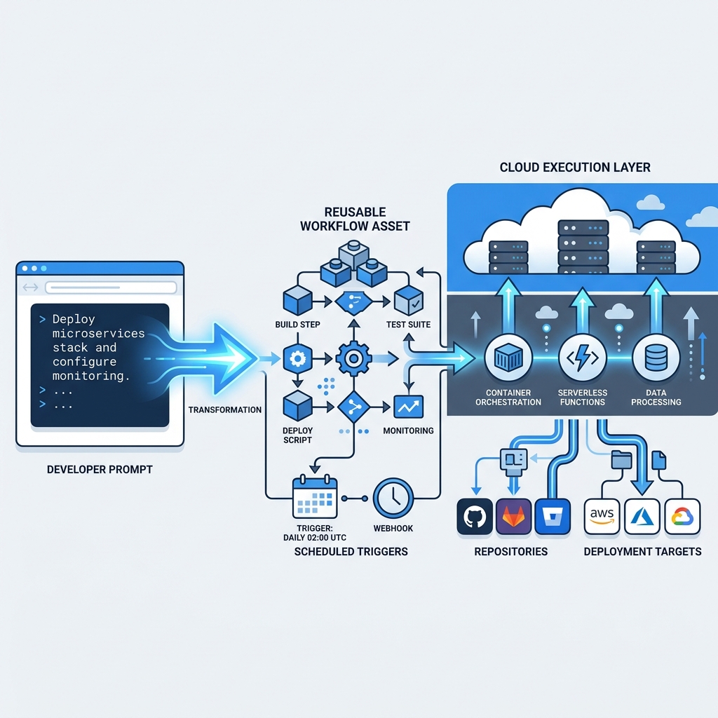 프롬프트가 반복 실행 가능한 개발 루틴으로 바뀌는 모습을 표현한 일러스트